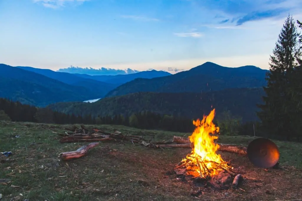 bonfire on mountain