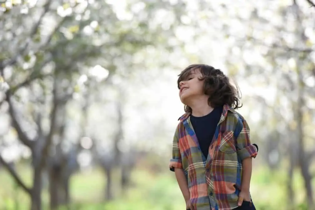 boy looking up